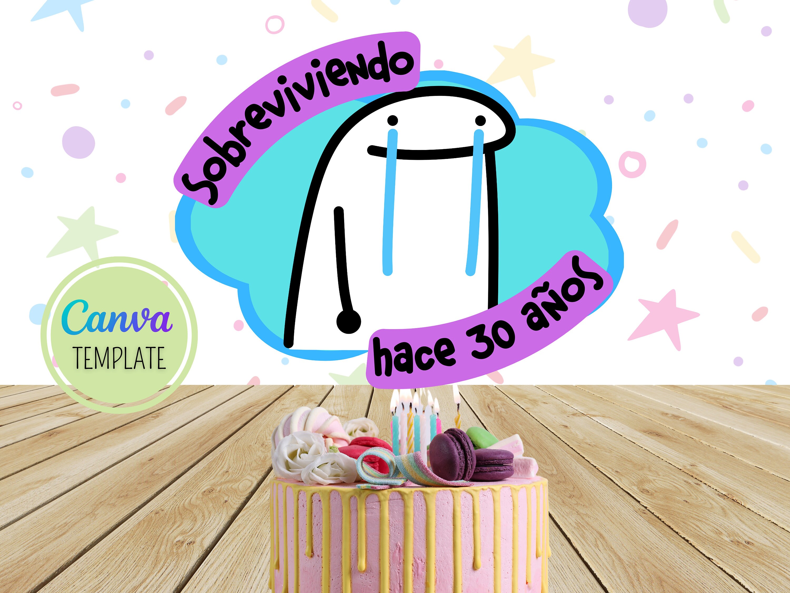 Flork Cake Topper Imprimible Divertido Deformito Meme Editable  Personalizado Plantilla CANVA Template Descarga Digital Inmediata Download