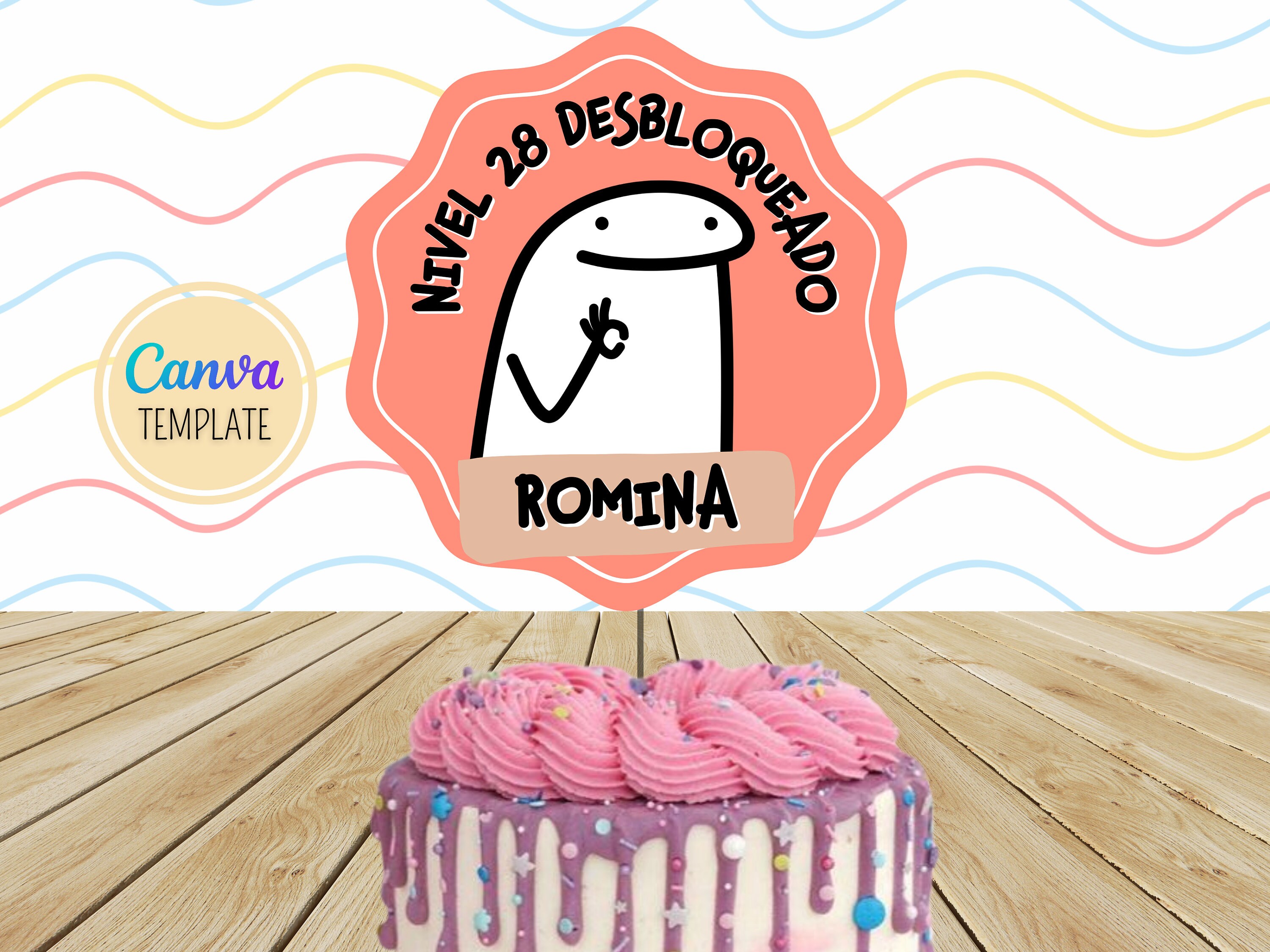 Flork 10 Diseños Cake Topper Editables Divertidos MEME Feliz -  Israel