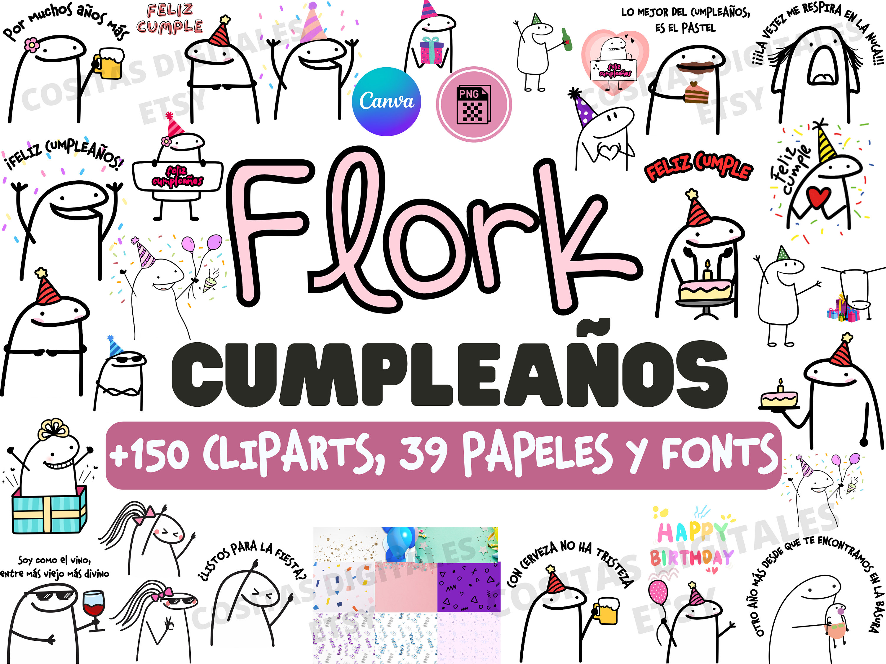 Flork Cake Topper Imprimible Divertido Deformito Meme Editable  Personalizado Plantilla CANVA Template Descarga Digital Inmediata Download