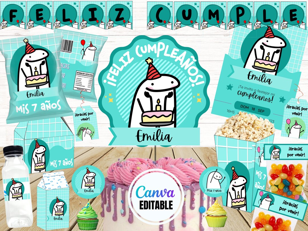 Flork Cake Topper Imprimible Cumpleaños Pero a que costo Meme Editable  Plantilla Funny CANVA Template Descarga Digital Inmediata Download