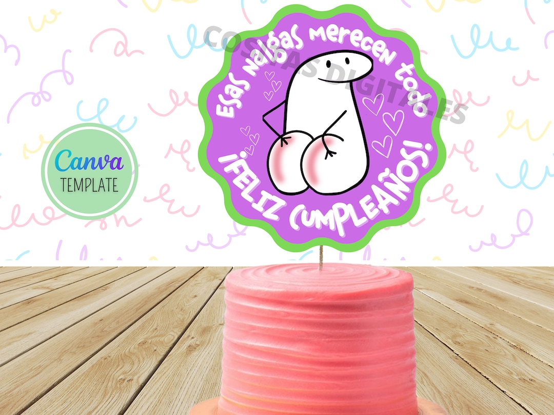 Flork Cake Topper Imprimible Cumpleaños Pero a que costo Meme Editable  Plantilla Funny CANVA Template Descarga Digital Inmediata Download