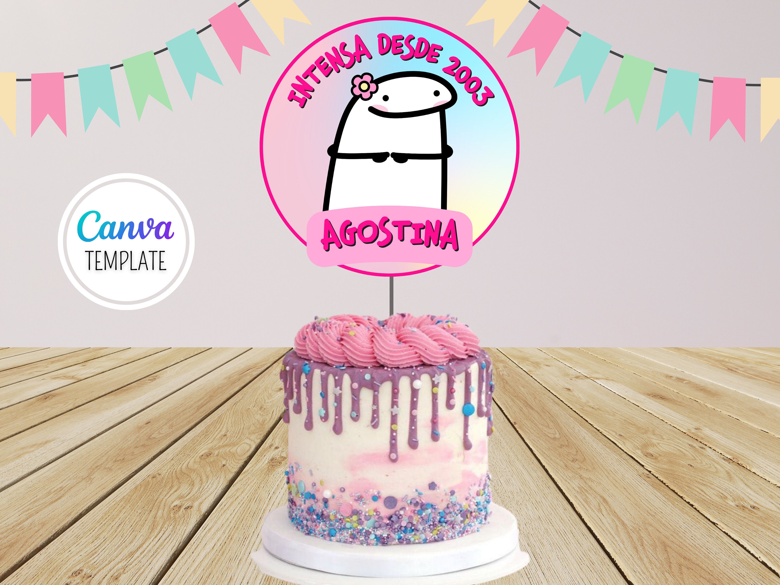 Flork Cake Topper Imprimible Cumpleaños Pero a que costo Meme Editable  Plantilla Funny CANVA Template Descarga Digital Inmediata Download