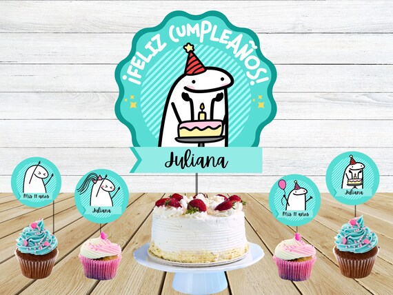 Flork Cake Topper Imprimible Divertido Deformito Meme Editable  Personalizado Plantilla CANVA Template Descarga Digital Inmediata Download