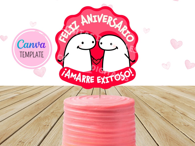Bundle 6 Cake Topper Flork Feliz Aniversario Te Amo Funny Printable
