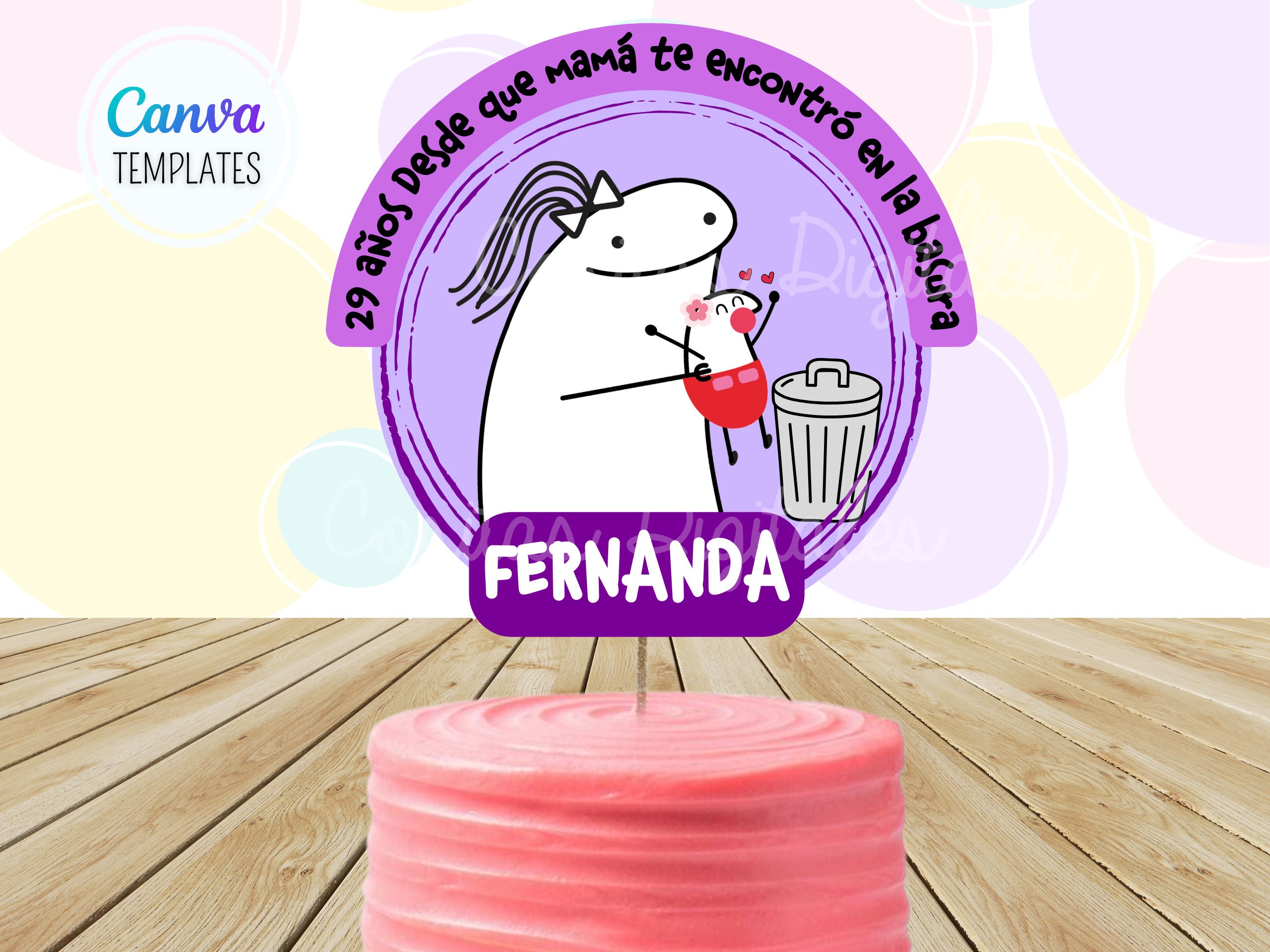 Flork 10 Diseños Cake Topper Editables Personalizable 