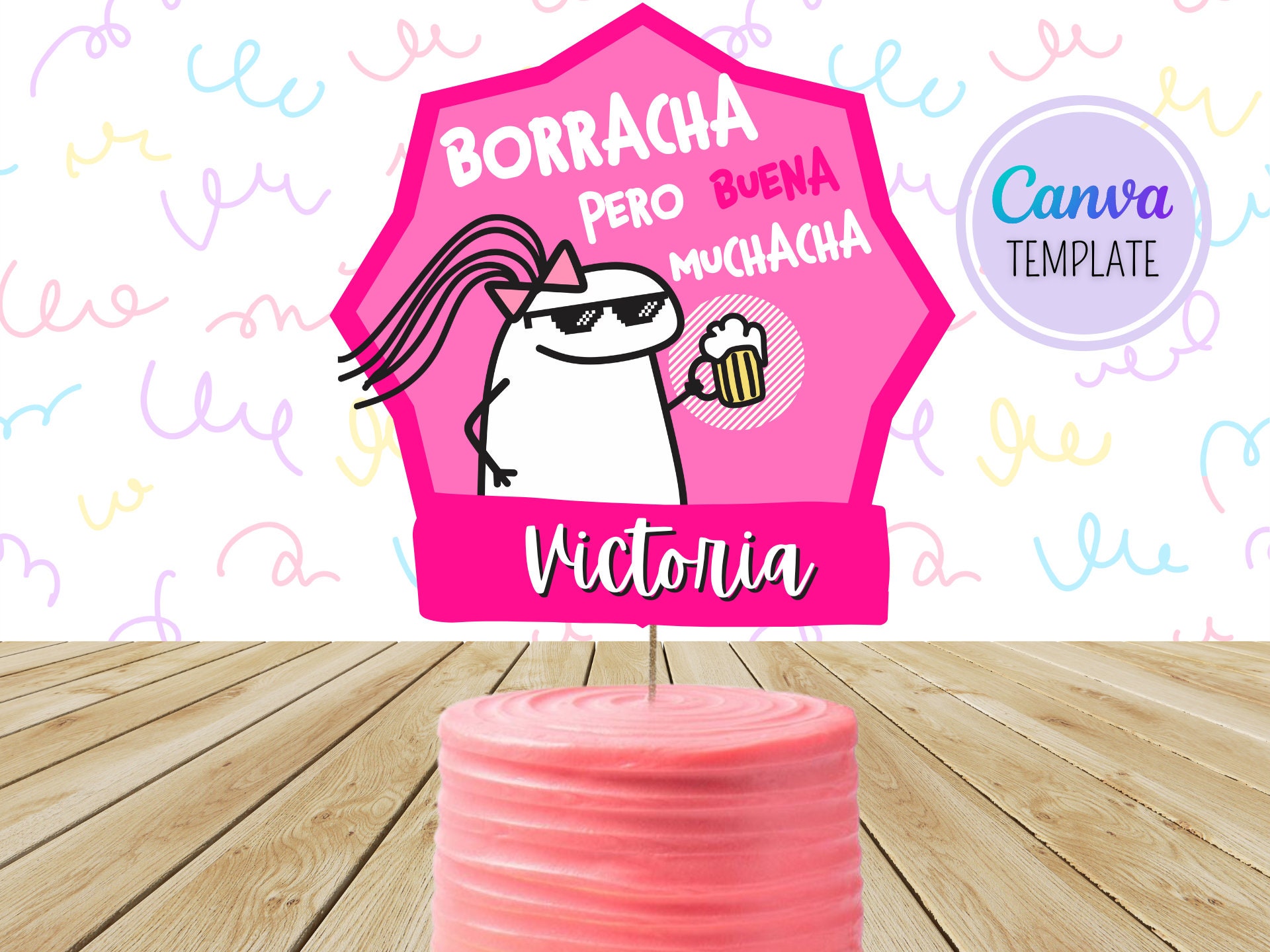 Flork 10 Diseños Cake Topper Editables Personalizable 