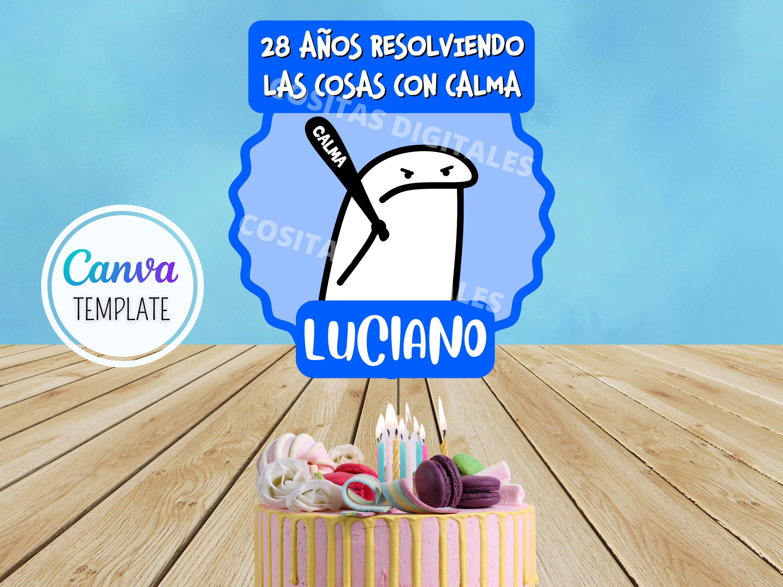 Flork Cake Topper Imprimible Divertido Deformito Meme Editable  Personalizado Plantilla CANVA Template Descarga Digital Inmediata Download