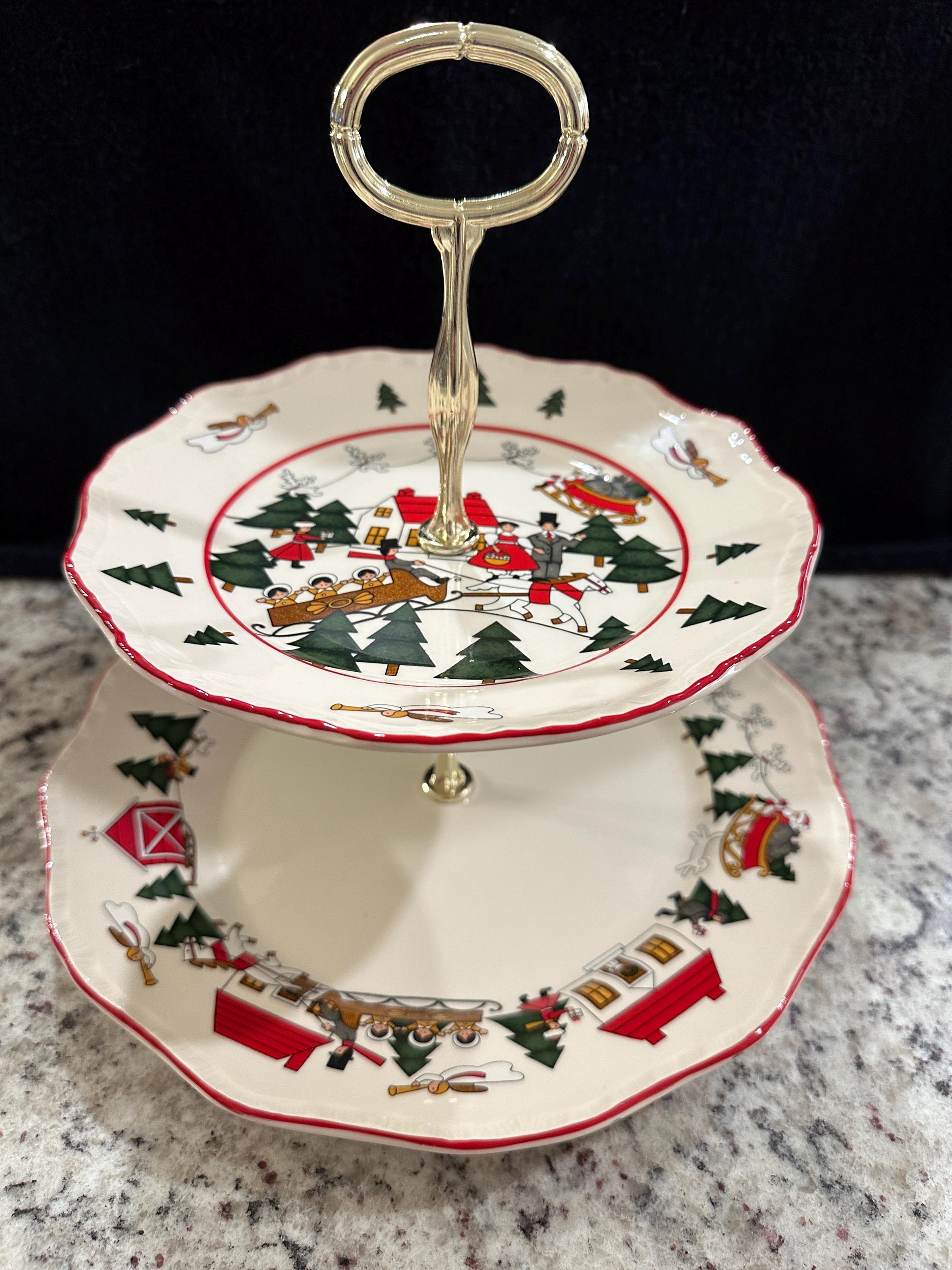 Mason's Christmas Village Two-tiered Serving Tray (made in England