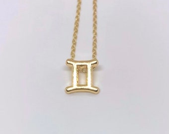 BadKittyShop Gemini Zodiac Necklace, Astrology Jewelry, Gold Necklace, Zodiac Necklace, Gold Plated , Adjustable Length, 11 inches
