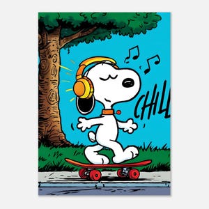 Póster retro de Snoopy (13 x 18 cm), impresión Gilcee, dibujos animados, vintage, bonito y divertido, para dormitorio infantil.