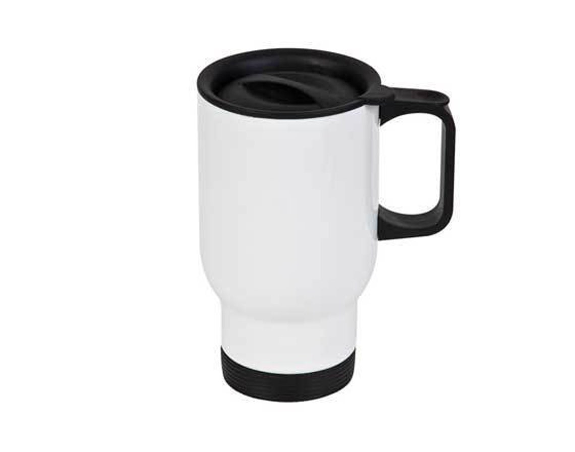 white travel mug