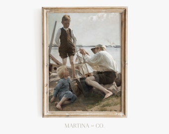 Pequeños constructores navales / Pintura vintage / Arte de pared IMPRIMIBLE digital