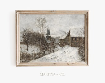 Nevadas en Alemania / Pintura vintage / Arte de pared IMPRIMIBLE digital