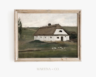 Granero Blanco / Pintura Vintage / Arte de pared IMPRIMIBLE Digital