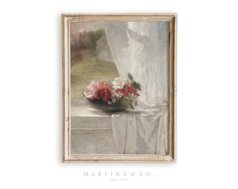 Bowl of Blooms | Vintage Painting | Digital PRINTABLE Wall Art