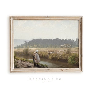 At the Stream | Vintage Painting | Digital PRINTABLE Wall Art