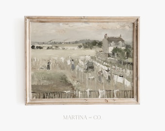 Filas de lavandería / Pintura vintage / Arte de pared IMPRIMIBLE digital