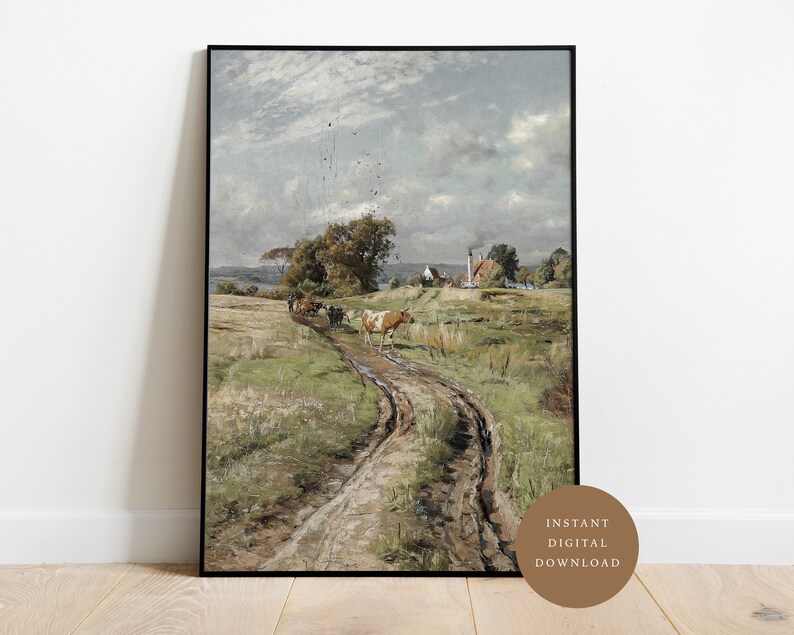 The Cow Path | Vintage Painting | Digital PRINTABLE Wall Art - Etsy