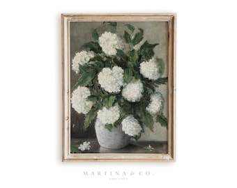 Hortensia de verano / Pintura vintage / Arte de pared IMPRIMIBLE digital