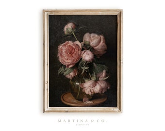 Blush Peonies | Vintage Painting | Digital PRINTABLE Wall Art