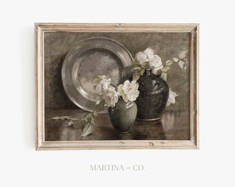 Bodegón neutro / Pintura vintage / Arte de pared IMPRIMIBLE digital