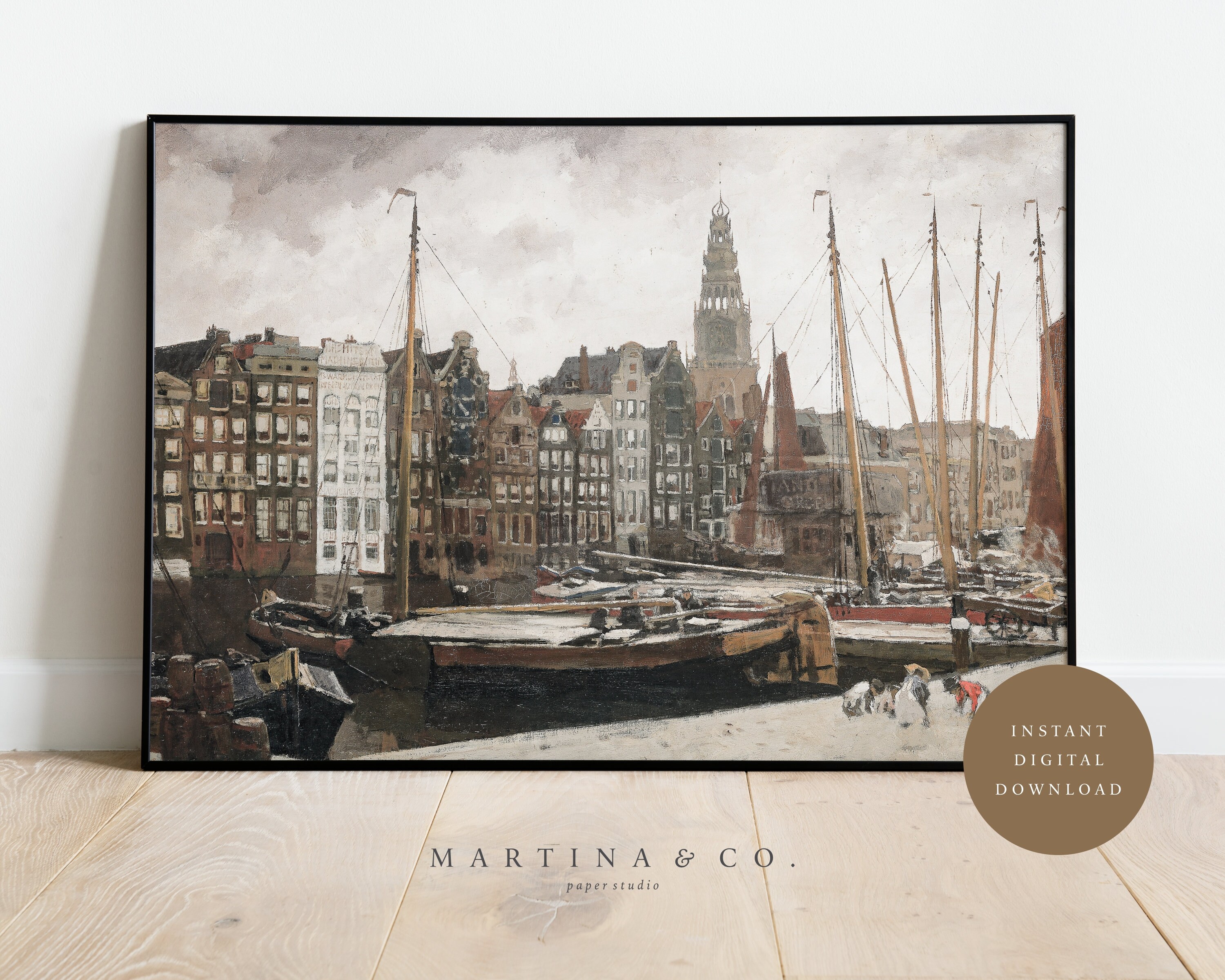 Amsterdam Canal | Vintage Painting | Digital PRINTABLE Wall Art - Etsy
