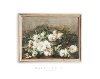 White Roses | Vintage Painting | Digital PRINTABLE Wall Art