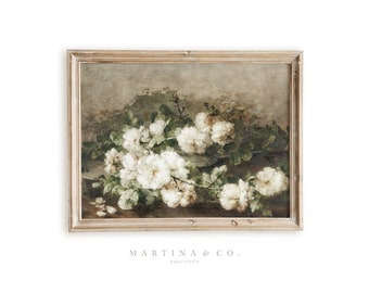 White Roses | Vintage Painting | Digital PRINTABLE Wall Art