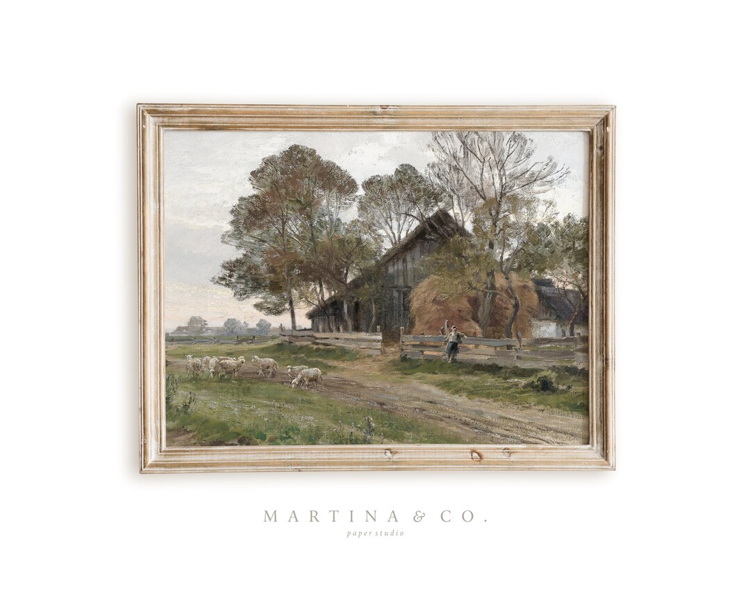 Sheep Farm | Vintage Painting | Digital PRINTABLE Wall Art - Etsy