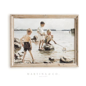 Boys at Play | Vintage Painting | Digital PRINTABLE Wall Art