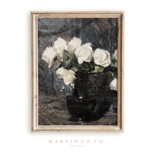 Moody Roses | Vintage Painting | Digital PRINTABLE Wall Art