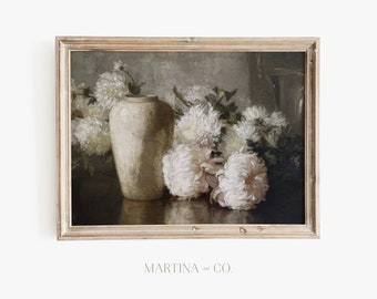 Crisantemos / Pintura Vintage / Arte de pared IMPRIMIBLE digital