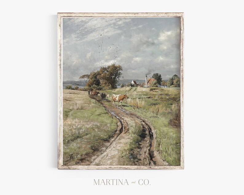 The Cow Path | Vintage Painting | Digital PRINTABLE Wall Art - Etsy