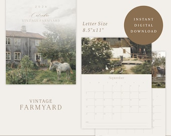 Calendario de pared imprimible 2026 / Descarga digital / Tamaño carta (8.5x11) / Estilo rústico campestre