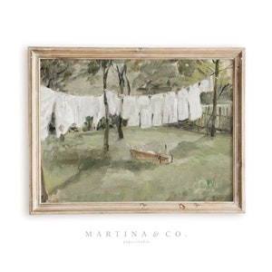 Dia da Lavanderia | Pintura Vintage | Arte de parede digital IMPRIMÍVEL