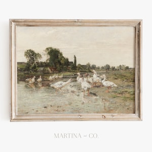 Flock of Geese | Vintage Painting | Digital PRINTABLE Wall Art