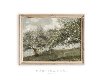 Huerto en flor / Pintura vintage / Arte mural digital IMPRIMIBLE