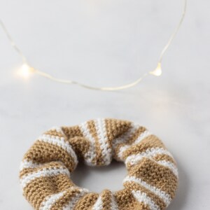 Striped Single Crochet Scrunchie Pattern, PDF Download Scrunchie Pattern, Printable Crochet Pattern, Tan and White Scrunchie Tutorial image 5