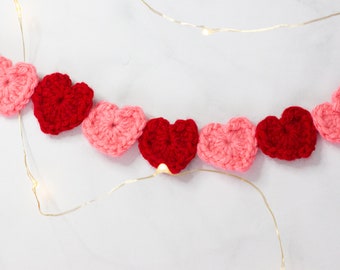 Patrón de guirnalda de corazones de crochet, San Valentín de crochet, decoración de San Valentín de crochet, decoración de pared de crochet, patrón de tapiz de crochet, corazón de crochet