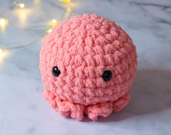 Crocheted Octopus Plushie, Octopus Plush, Octopus Stuffed Animal, Sparkle Amigurumi, Animal Plush, Pink Octopus, Pink Plushie, Cute Crochet