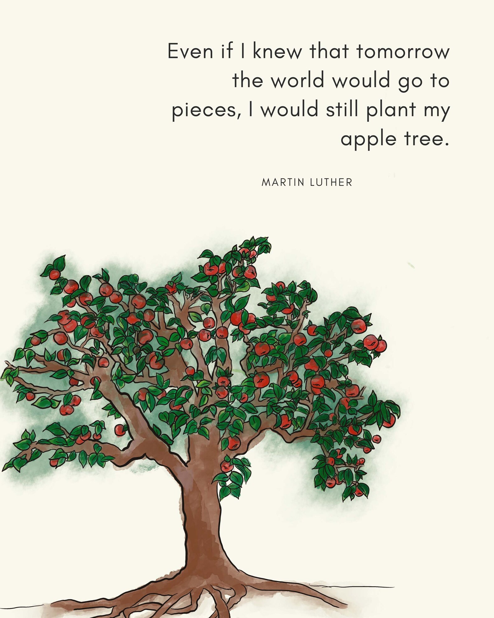 Plant My Apple Tree Martin Luther Quote Watercolor Print  Etsy
