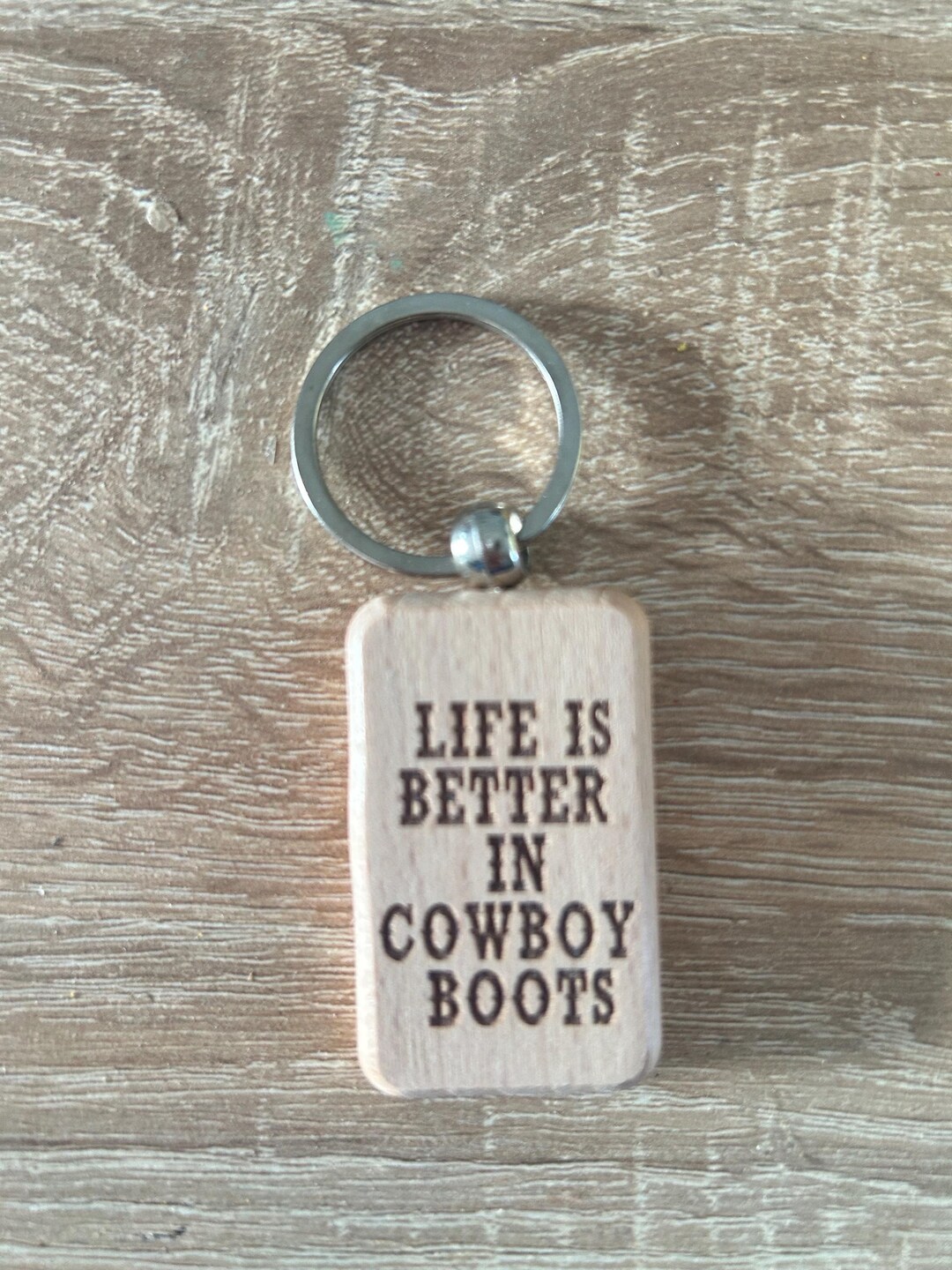 Cowboy Cowgirl Era Wooden Keyrings Keychains Christmas Birthday Gift ...