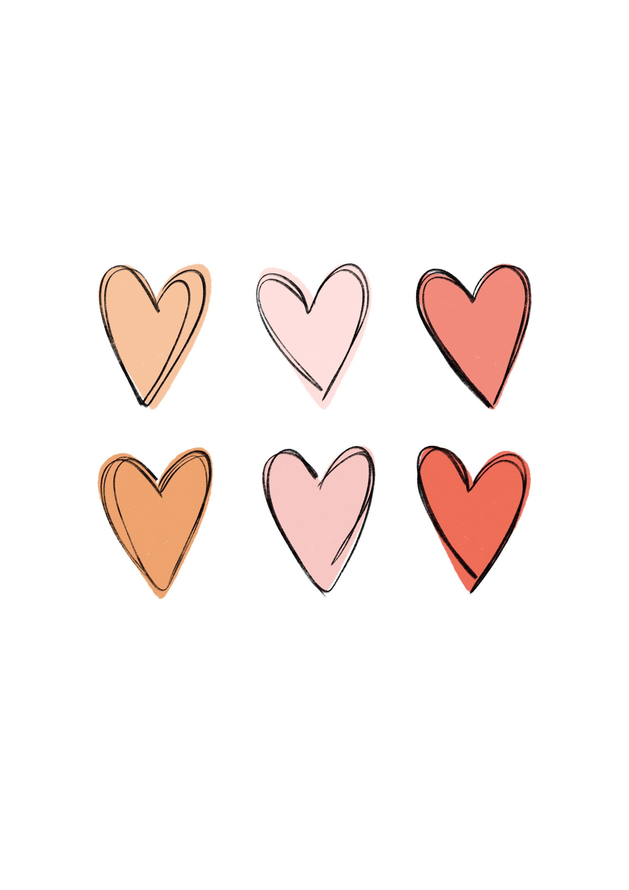 Minimalistic Heart Print A4 A5 Cute Hearts Sketch | Etsy