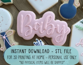 STL File Baby Word Plaque Cookie Cutter and Projector Image - 4 inch CCK500 - Instant Download for 3D Printing at Home - Personal Use Only