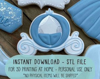 STL File Fairytale Princess Carriage Cookie Cutter - 3.5 and 4 inch CCK337 - Instant Download for 3D Printing at Home - Personal Use Only