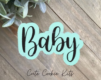 Baby Plaque Embosser for Cookie Cutter - Script Lettering - Perfect for Baby Shower - Stamp for Dough, Fondant, Clay, and More (#CCK500S)