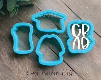 Graduation Cookie Cutters - Set of 4 or Individuals - Mini 2 to 2.5" or Regular Size 3.5 to 4"- Perfect for Cookies, Fondant, Clay, and More