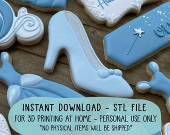 STL File Fairytale Princess Slipper Heel Cookie Cutter - 3.5 and 4 inch CCK338 - Instant Download for 3D Printing at Home, Personal Use Only