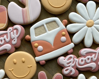 Groovy Camper Van Cookie Cutter - Perfecto para conjuntos de los años 70, discoteca, verano y hippie - Cortador para masa, fondant, arcilla y más (#CCK466)