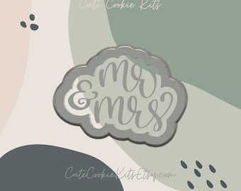 Mr and Mrs Handlettered Cookie Cutter - Perfect for Engagement, Wedding Cookies - Cutter for Dough, Fondant, Clay, and More (#CCK504)